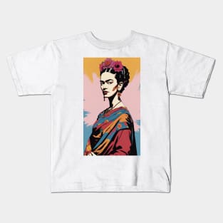 Frida's Luminous Legacy: Colorful Portrait Kids T-Shirt